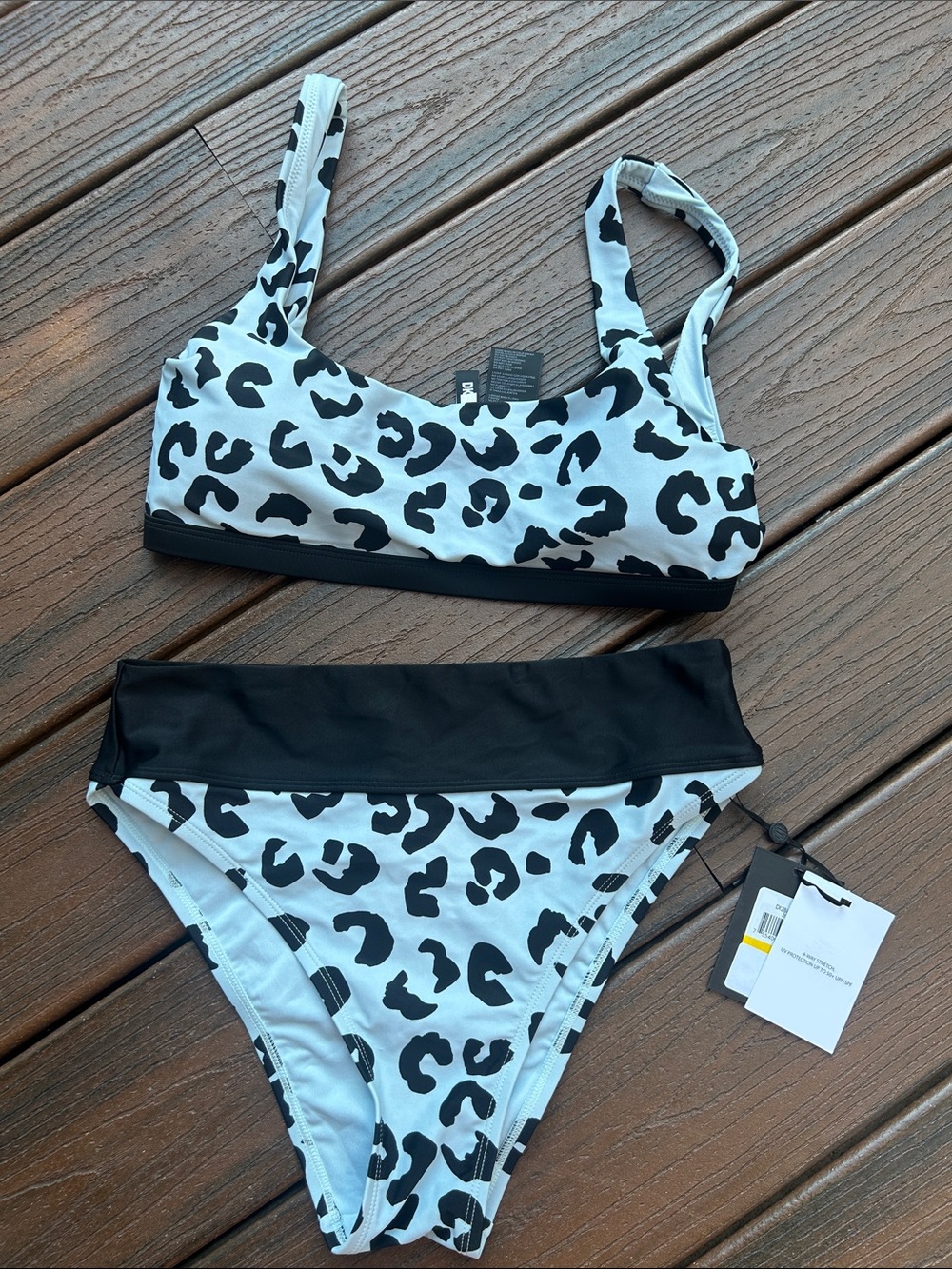 Stylish DKNY Blue and White Leopard Print Bikini